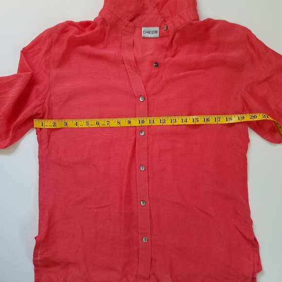 Chico’s Design Orange Linen Silk Blend Blouse - Picture 6 of 7
